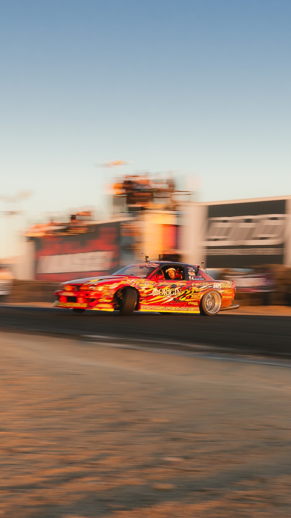 S13 drifting at sunset