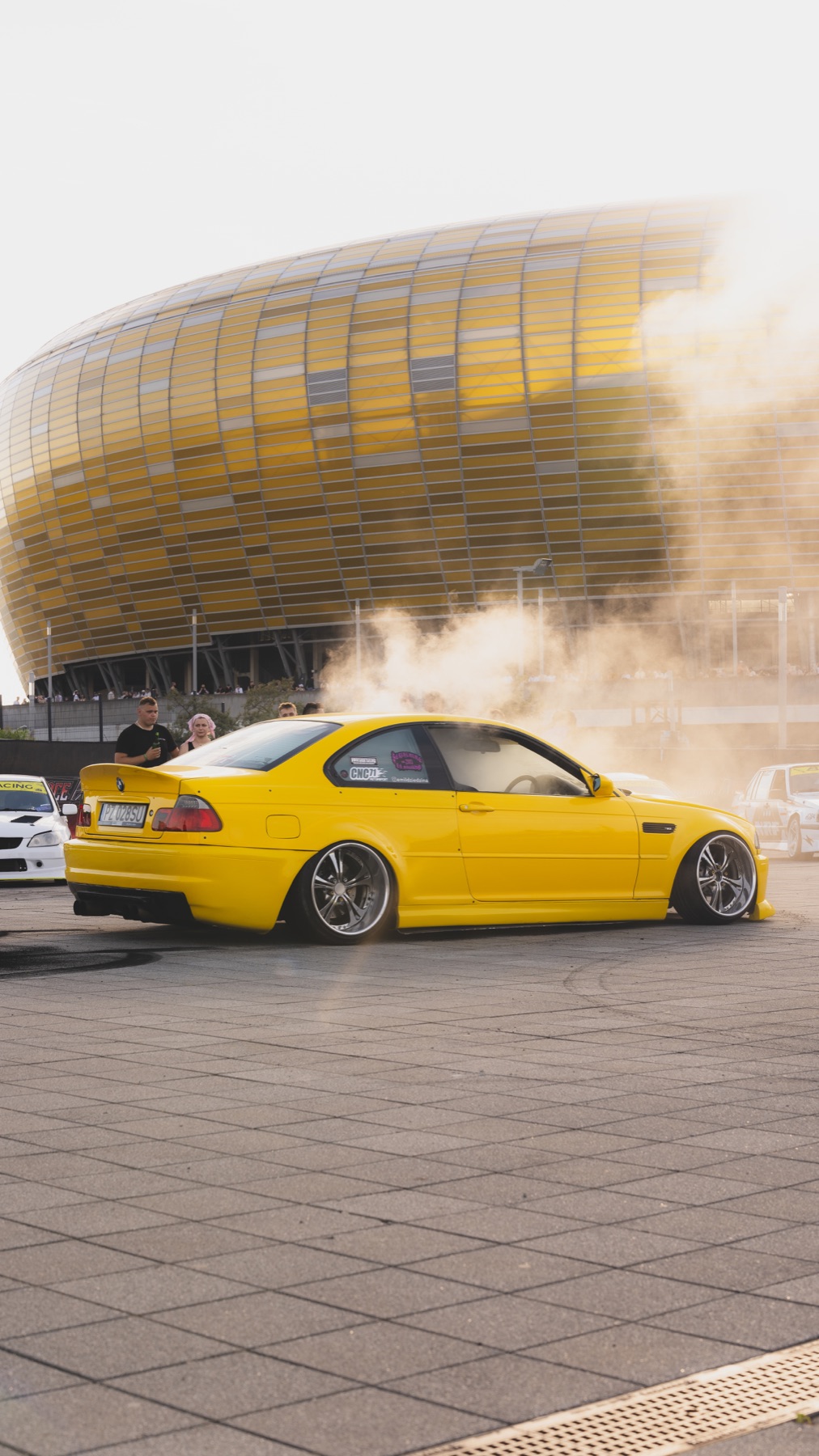 E46 burnout outside the stadium