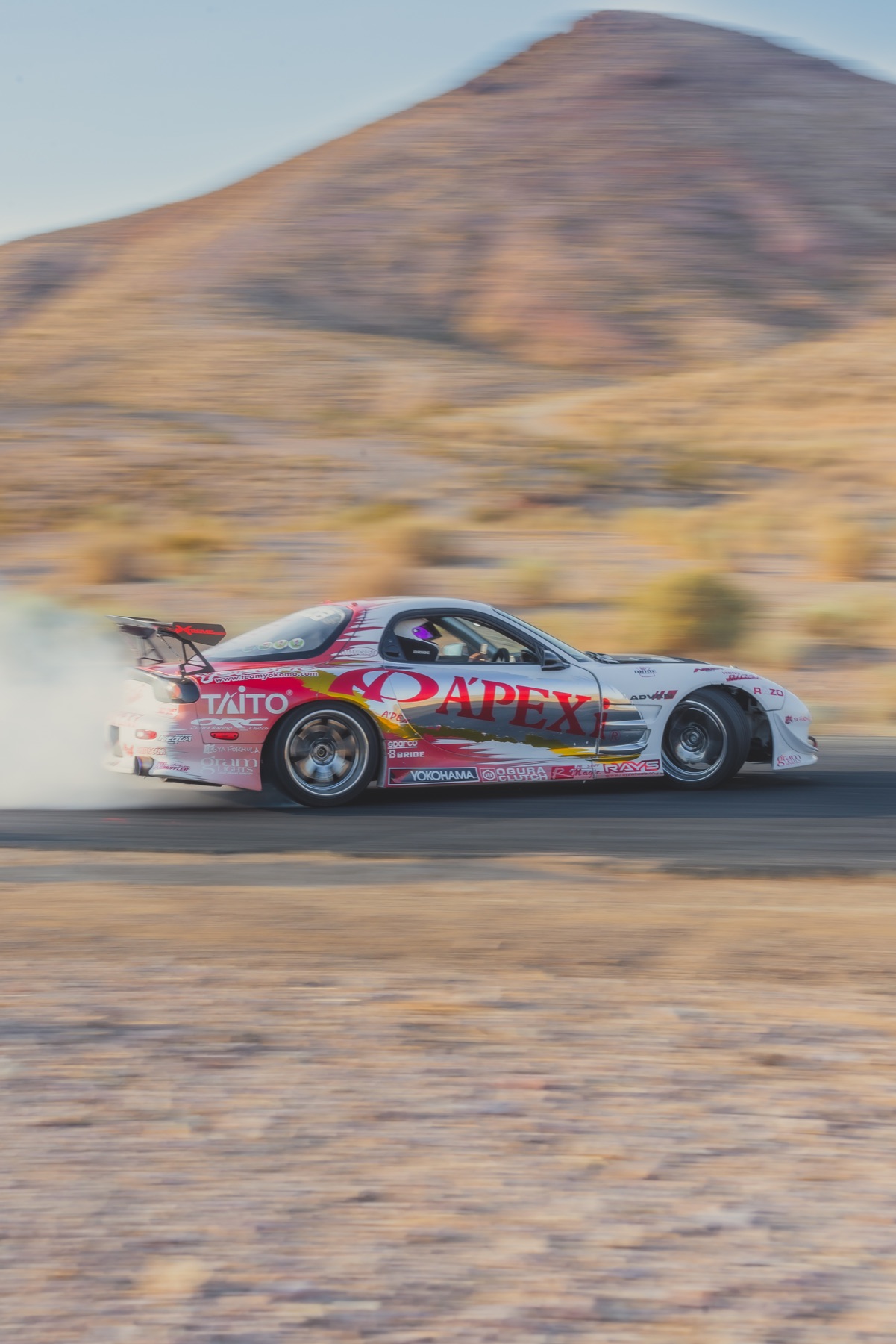 RX-7 drifting in the desert